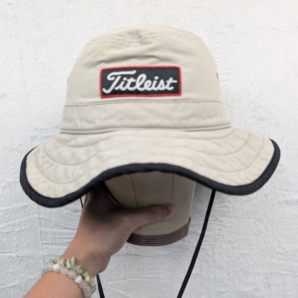 Titleist Bucket Hat Men's L/XL Tan Sporty Outdoor Beach Wide Brim Aussie Golf
